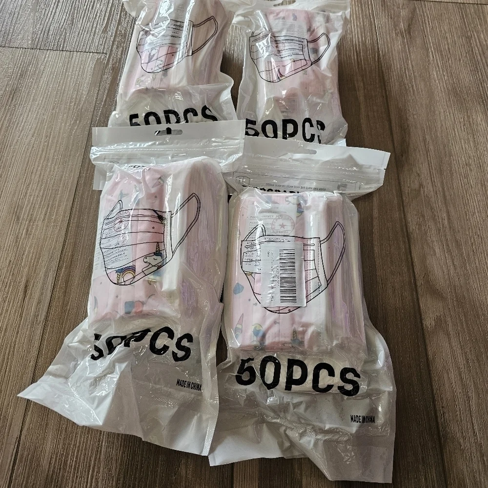 200 Pcs Kids Face Mask Pink Unicorn